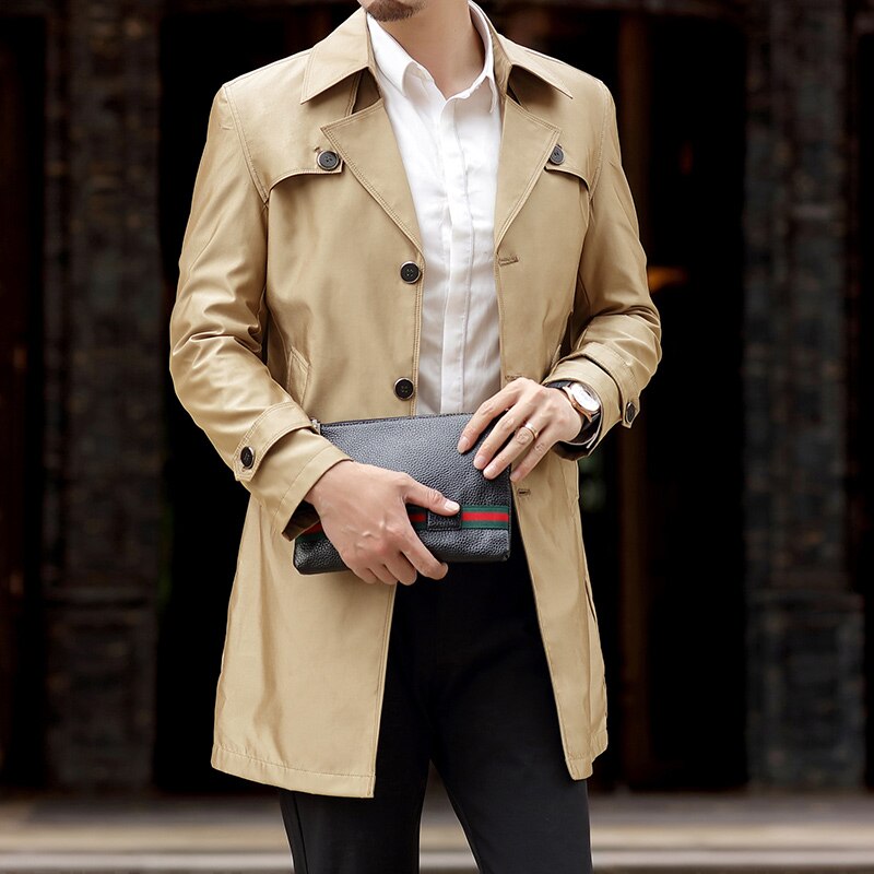 Trench Coats Superior Quality Buttons Male Fashion Outwear Jackets Smart