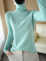 Pure Wool Sweater Woman High Neck Pullover Cashmere Sweater