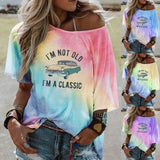 Tie Dye Shirts Car Printing Sleeve Loose Tshirts