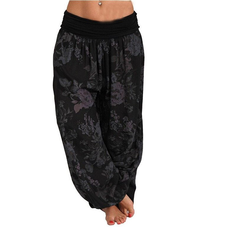 Floral Print Long Vintage Harem Beach Trousers