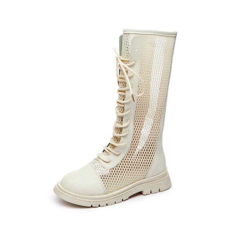 Summer Autumn Girls Knee-high Boots Roman Cross-tied Flat With Fashion