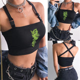 Sheer Dragon Embroidery Stylish Cami Tank Top