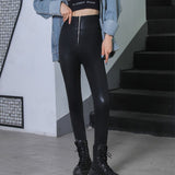 Sexy High Waist Leggings Women Winter Zipper Legging