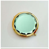 1Pc Luxury Crystal Makeup Mirror Portable Round Folded Compact Mirrors Gold Silver Pocket Mirror Making Up for Personalized Gift