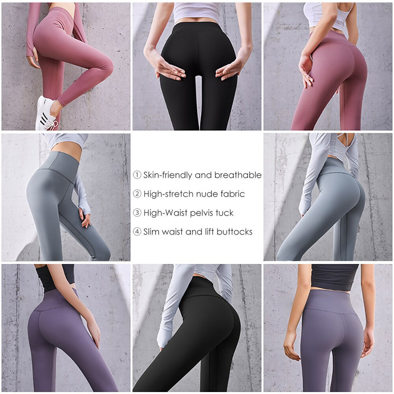 Women Gym Pants Solid Color Sports Clothes Stretchy High Waist Push