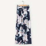 Floral Print Long Pants Mid Waist Vintage Beach Trousers