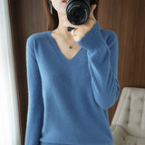 Autumn Winter New cashmere Sweater Woman V-Neck