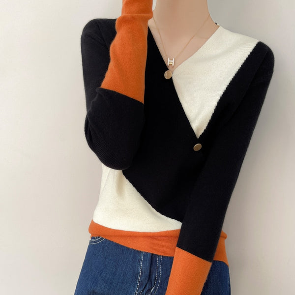 Women's Cashmere Sweater Colorblock Sweater Women's