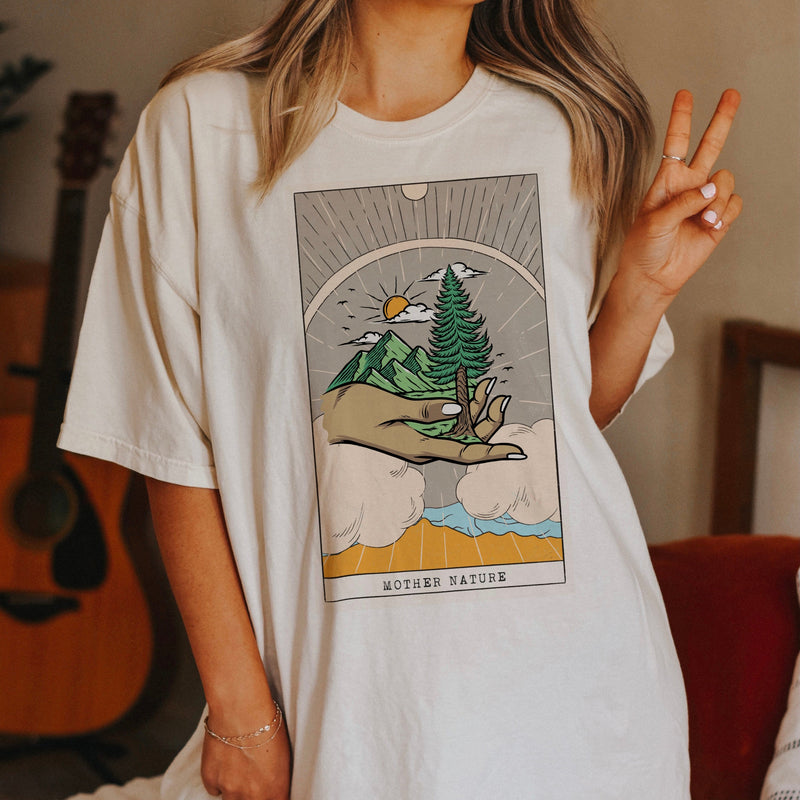 O-collar Tarot Print Tops Short Sleeved Women T-shirt