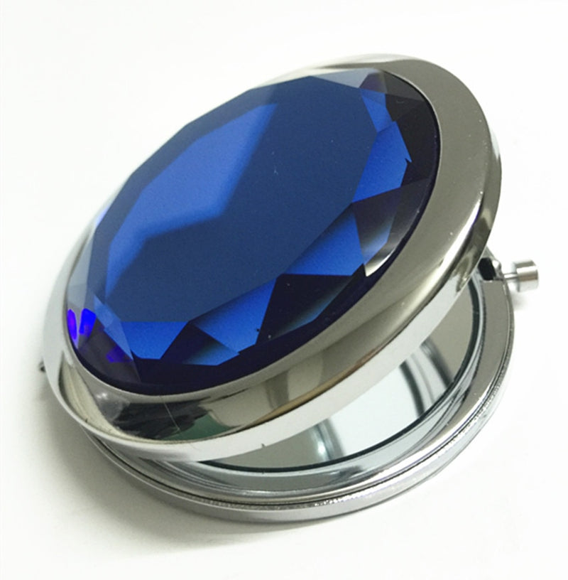 1Pc Luxury Crystal Makeup Mirror Portable Round Folded Compact Mirrors Gold Silver Pocket Mirror Making Up for Personalized Gift
