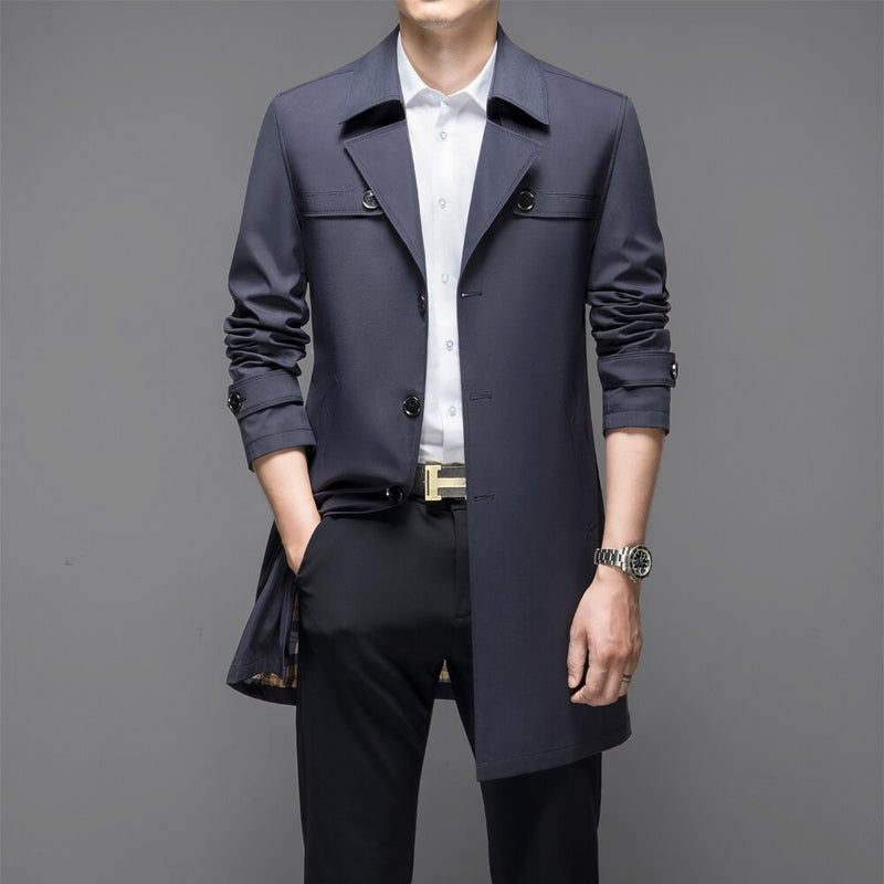 Autumn Men Long Trench Coats Superior Quality Male Fashion Outerwear