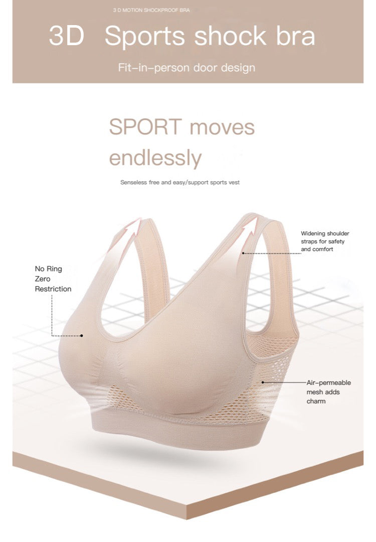 Cotton Breathable Wireless With Pads Seamless Bra