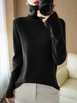 Pure Wool Sweater Woman High Neck Pullover Cashmere Sweater