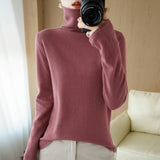 Pure Wool Sweater Woman High Neck Pullover Cashmere Sweater