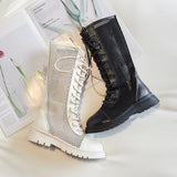 Summer Autumn Girls Knee-high Boots Roman Cross-tied Flat With Fashion