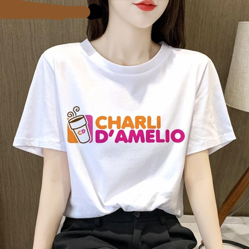 Charli DAmelio Ice Coffee Print Clothing Tops T-Shirt