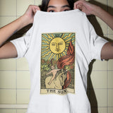 O-collar Tarot Print Tops Short Sleeved Women T-shirt