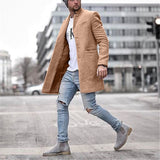 Coat Thickened Windbreaker Warm Coat Autumn Winter Solid Color Long Warm