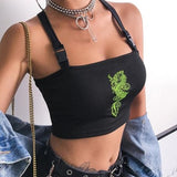 Sheer Dragon Embroidery Stylish Cami Tank Top