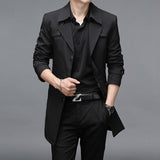 Long Trench Coats Superior Quality Buttons Male Fashion Outerwear