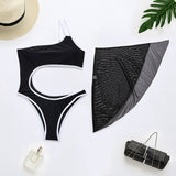 Swimsuit One-Piece Bikini Female Pure Color Swimsuit Mesh Two-Piece Set Swimsuit