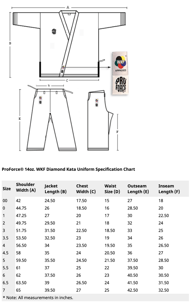 ProForce® 14oz. WKF Approved Diamond Kata Gi Top - 55/45 Blend