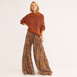 Print Pants High Waist Loose Casual Trousers Beach Pants