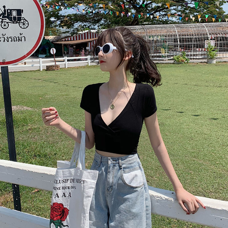 T shirt Slim Short Sleeve High Waist Lady Tank Top
