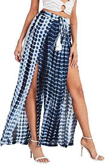 Female Leopard Wide Leg Straight Beach Pants