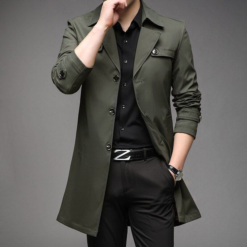 Trench Coats Superior Quality Male Fashion Outwear Jackets Long