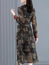 Black Floral Chiffon V-Neck Midi Dress