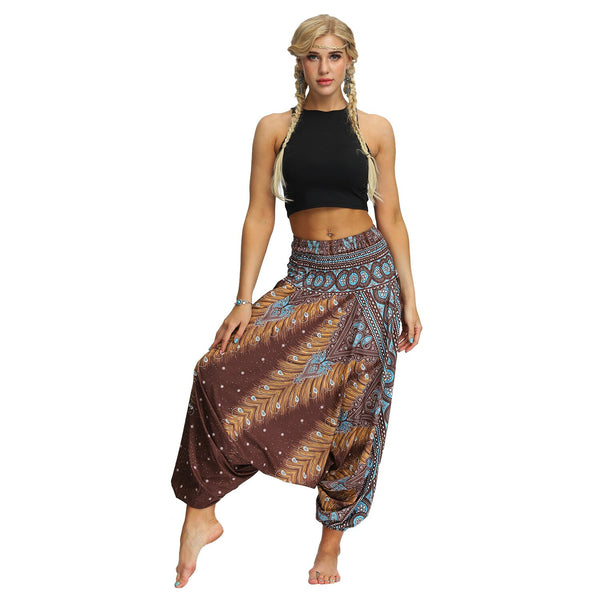 Print Loose Style Holiday Beach Spring Trousers