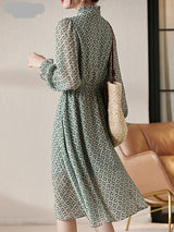Elegant Vintage Plaid Chiffon Dress