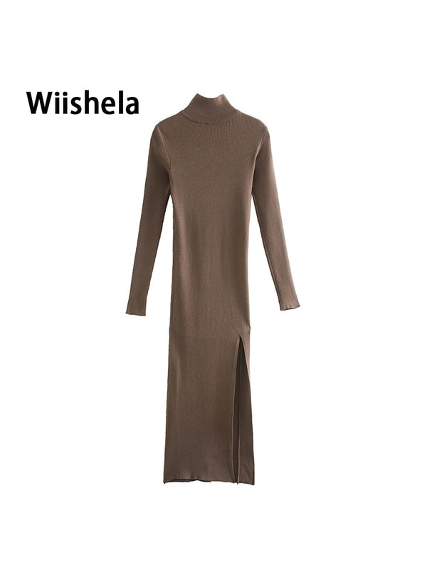 Willshela High-Neck Midi Sweater Dress