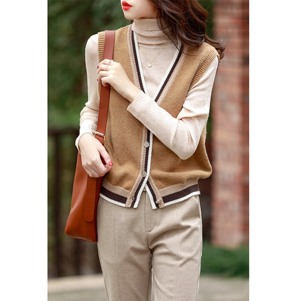 Cardigan Sweater Vest 2022 cashmere vest warm knit vest women