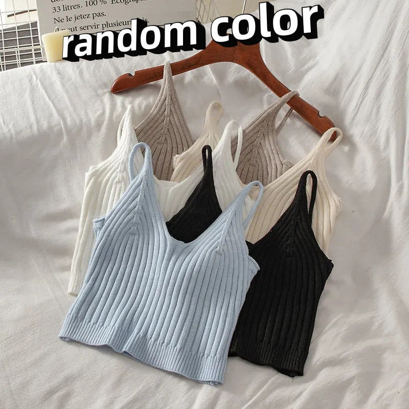 Crop Tops Knit Halter Tank Top