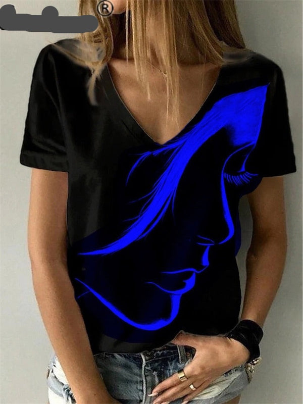 Women's Casual Tshirt Summer V Neck Tshirt