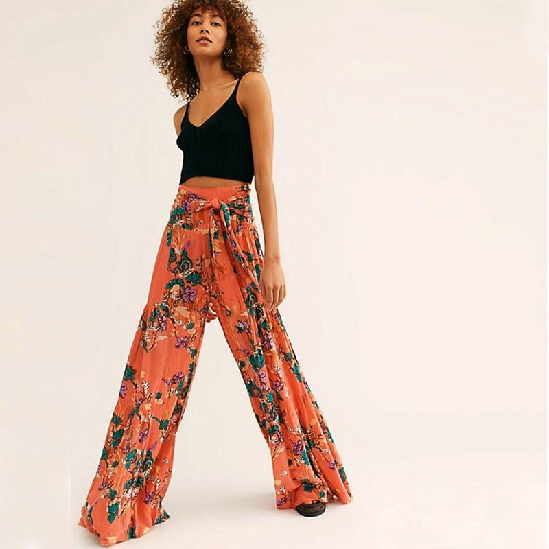 Ethnic Tribal High Waist Loose Casual Trousers Beach Pant