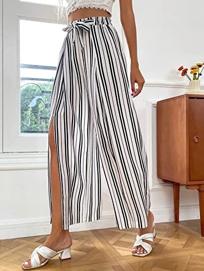 Female Leopard Wide Leg Straight Beach Pants