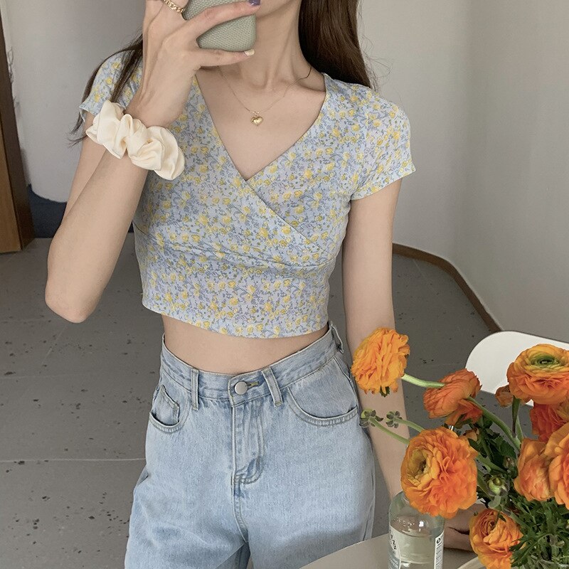 T shirt Slim Short Sleeve High Waist Lady Tank Top