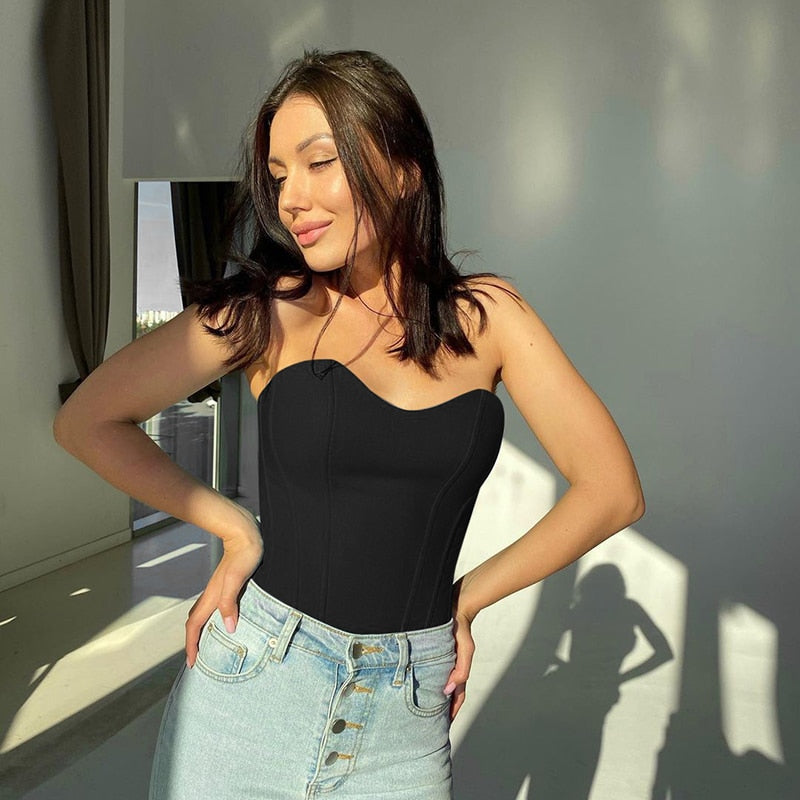 Summer Sexy Tube Tops Women Sleeveless Slim Skinny Corset Cropped
