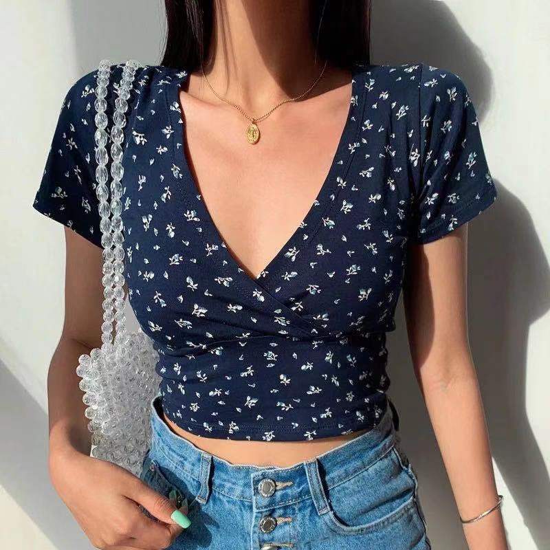 T shirt Slim Short Sleeve High Waist Lady Tank Top