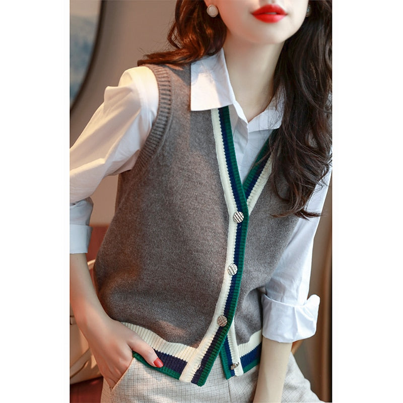 Cardigan Sweater Vest 2022 cashmere vest warm knit vest women