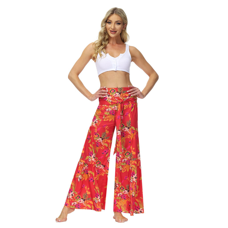 High Waist Flare Beach Trousers For Spring