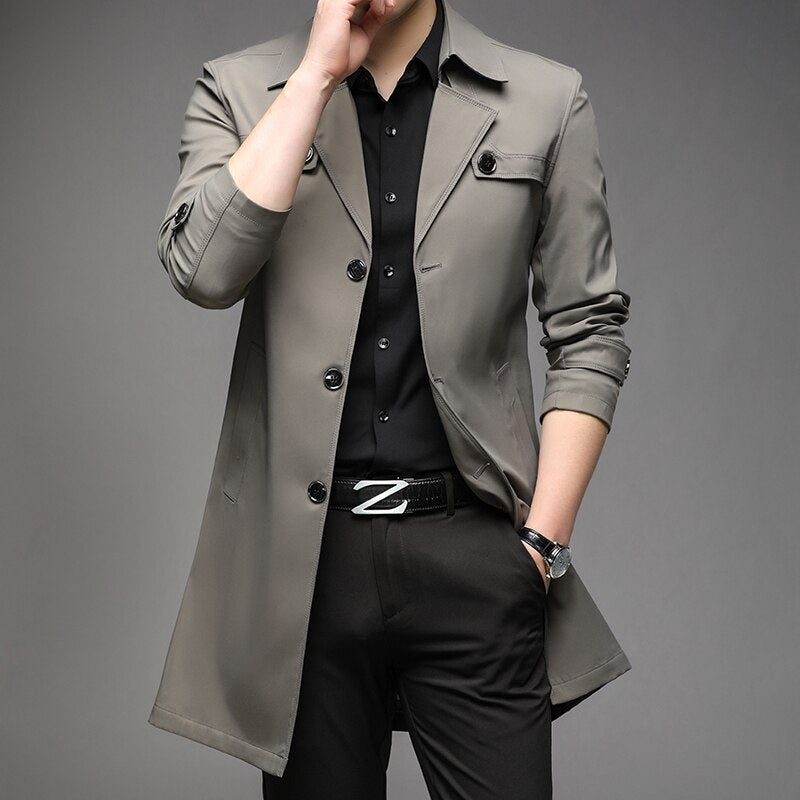 Trench Coats Superior Quality Male Fashion Outwear Jackets Long