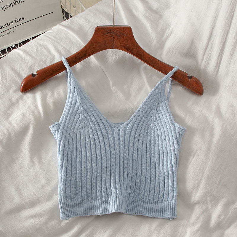 Crop Tops Knit Halter Tank Top