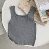 New Tank Top Solid Halter Crop Tops Women