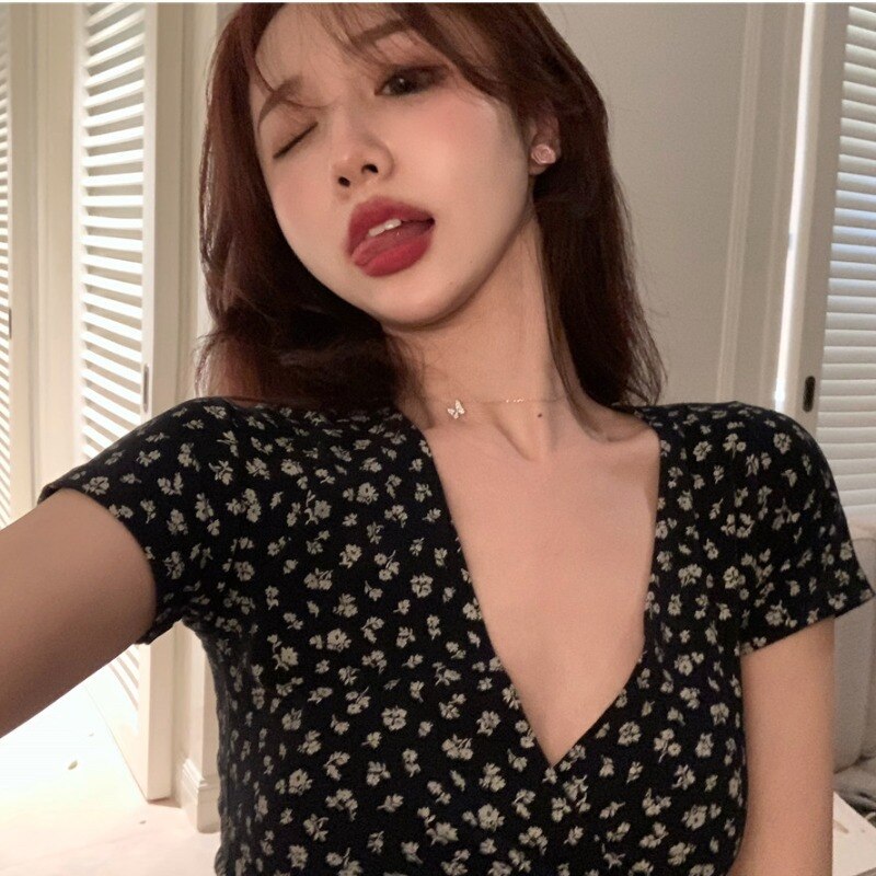 T shirt Slim Short Sleeve High Waist Lady Tank Top