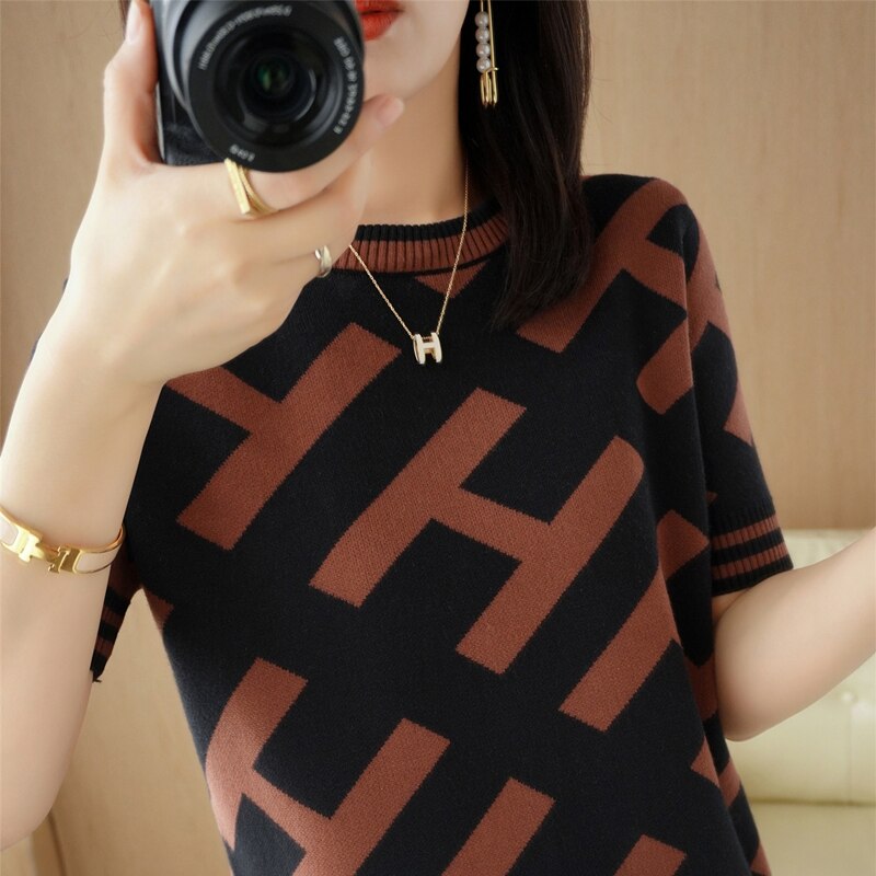 women's cashmere sweater short-sleeve spring