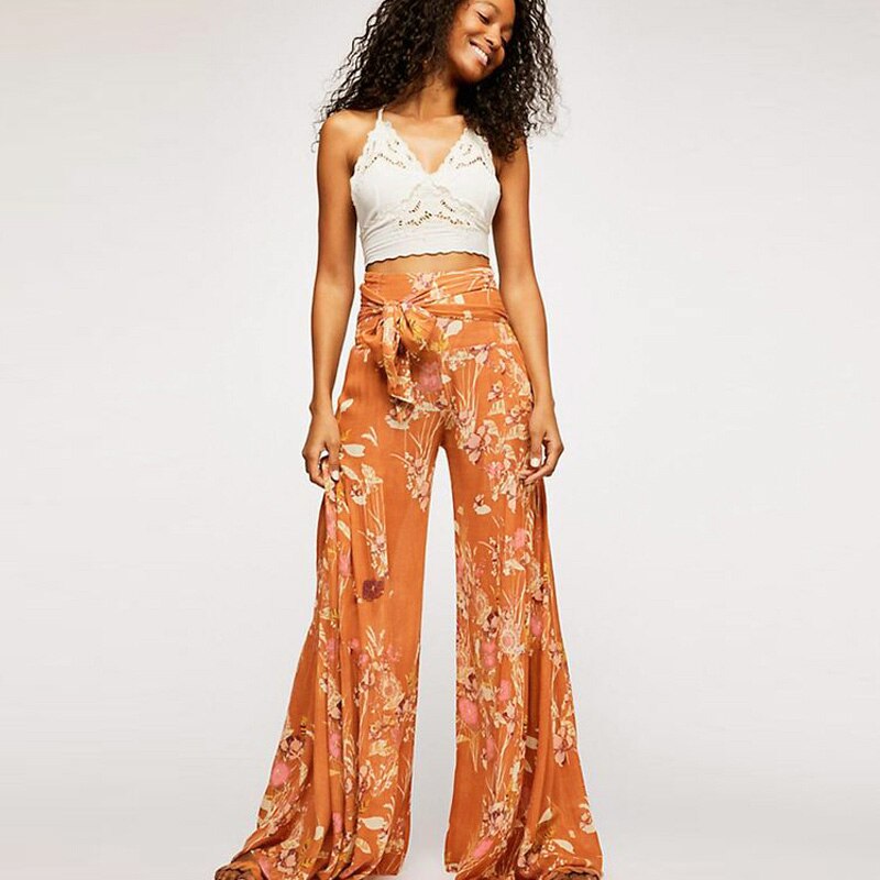 Ethnic Tribal High Waist Loose Casual Trousers Beach Pant